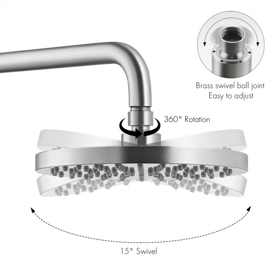 KES Rain Shower Head Shower Faucets Sets Complete Shower Valve and Trim Kit Wall Mount Brushed Nickel Pressure Balance Shower System, XB6202-BN